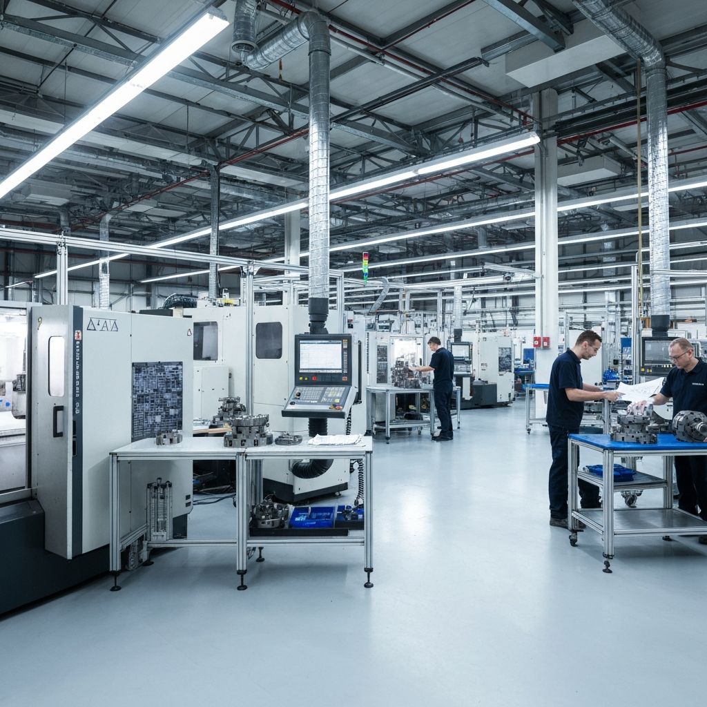 Equipa técnica em ambiente industrial
